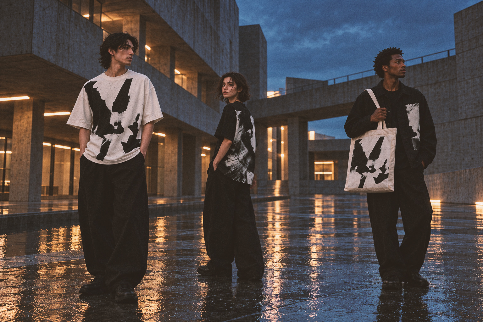 Crome Yellow Monochrome Field garments photographed at blue hour