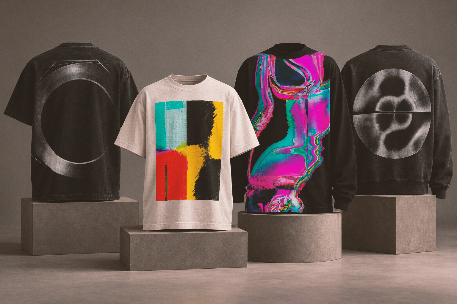 Edition 01 garments arranged as a concise collection